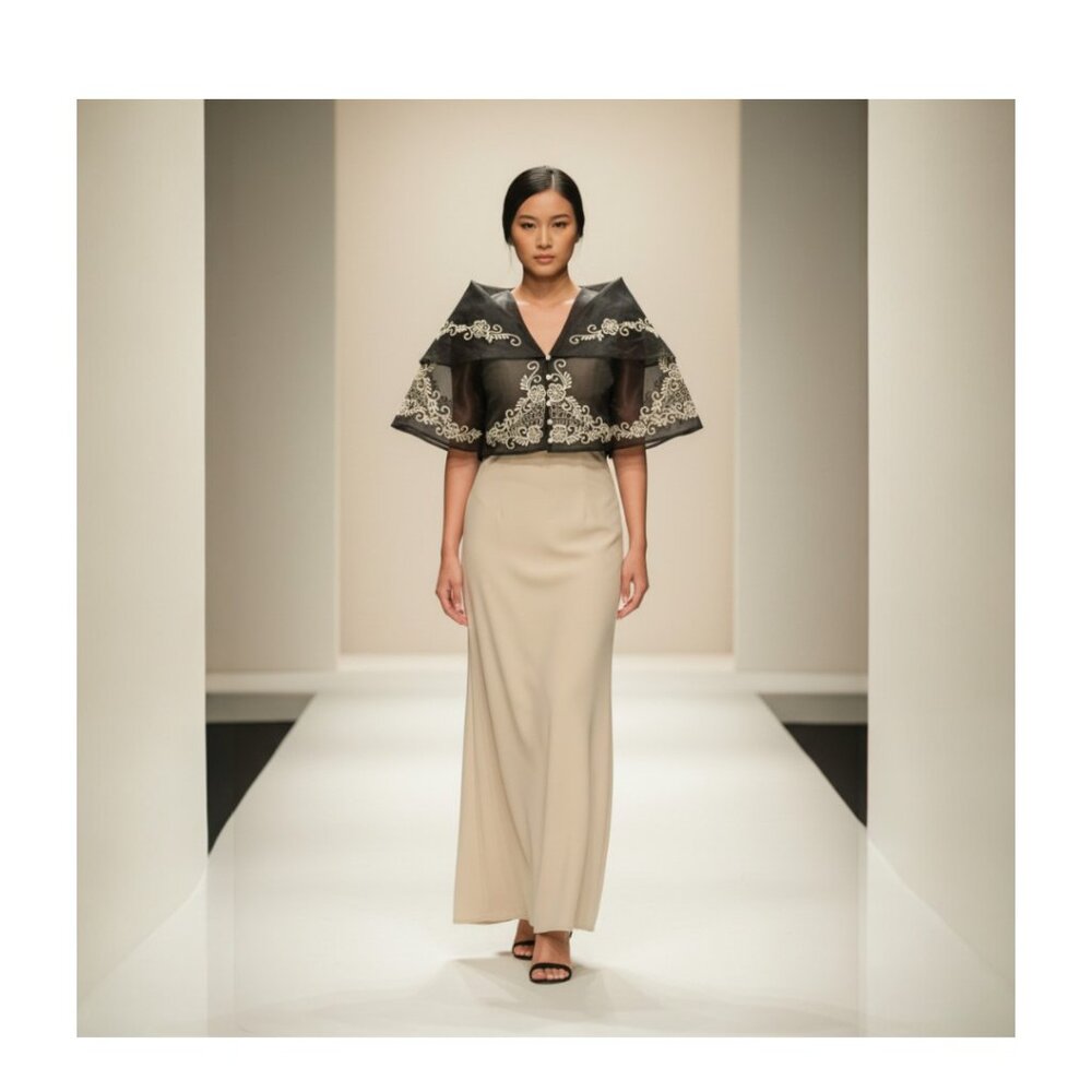Handmade Maria Clara Bolero – Embroidered Organza, Spanish Style